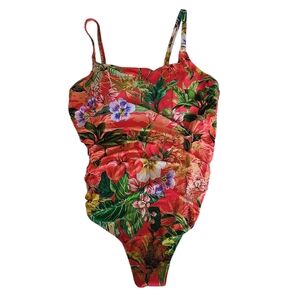 JANTZEN Tropical Print One-Piece Swimsuit Sz 16 NWT